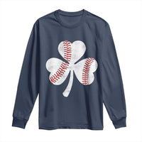 Funny Baseball St Patricks Day Distressed Shamrock Long Sleeve Shirt