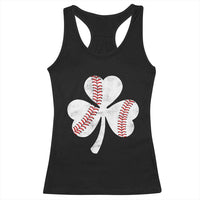 Funny Baseball St Patricks Day Distressed Shamrock Racerback Tank Top