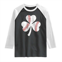 Funny Baseball St Patricks Day Distressed Shamrock Raglan Shirt