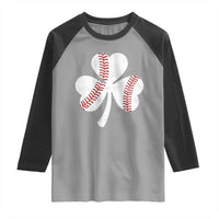 Funny Baseball St Patricks Day Distressed Shamrock Raglan Shirt