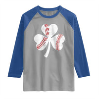 Funny Baseball St Patricks Day Distressed Shamrock Raglan Shirt