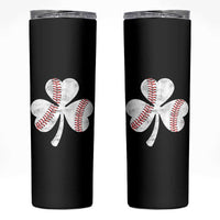 Funny Baseball St Patricks Day Distressed Shamrock Skinny Tumbler