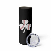 Funny Baseball St Patricks Day Distressed Shamrock Skinny Tumbler