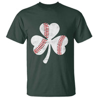 Funny Baseball St Patricks Day Distressed Shamrock T Shirt