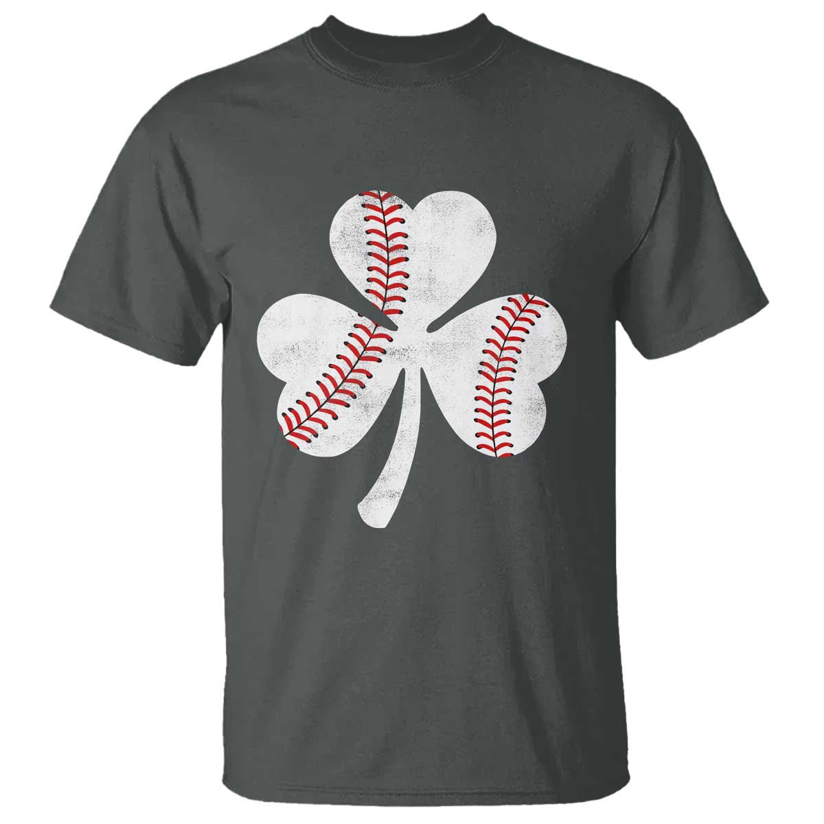 Funny Baseball St Patricks Day Distressed Shamrock T Shirt