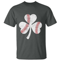 Funny Baseball St Patricks Day Distressed Shamrock T Shirt