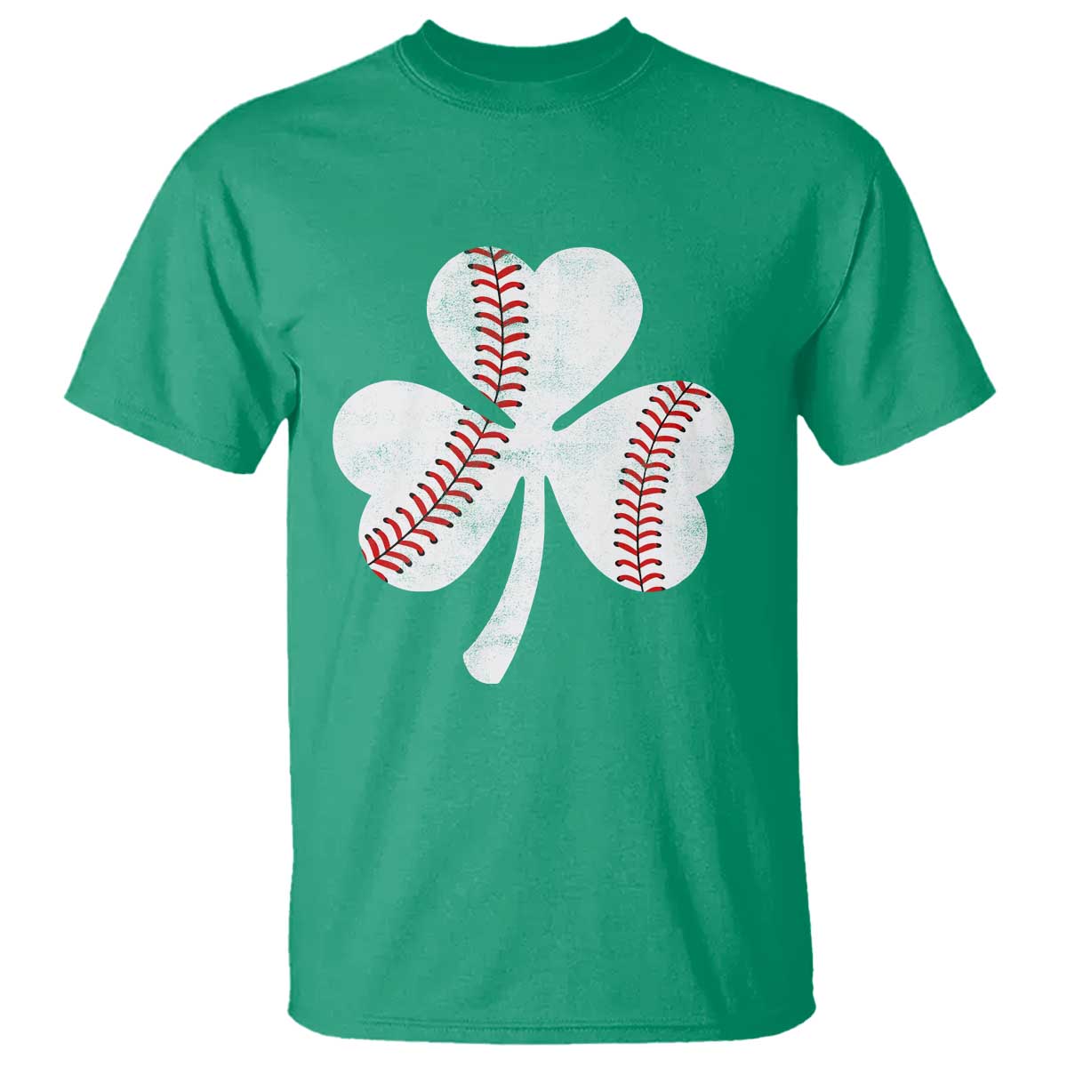 Funny Baseball St Patricks Day Distressed Shamrock T Shirt