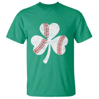 Funny Baseball St Patricks Day Distressed Shamrock T Shirt