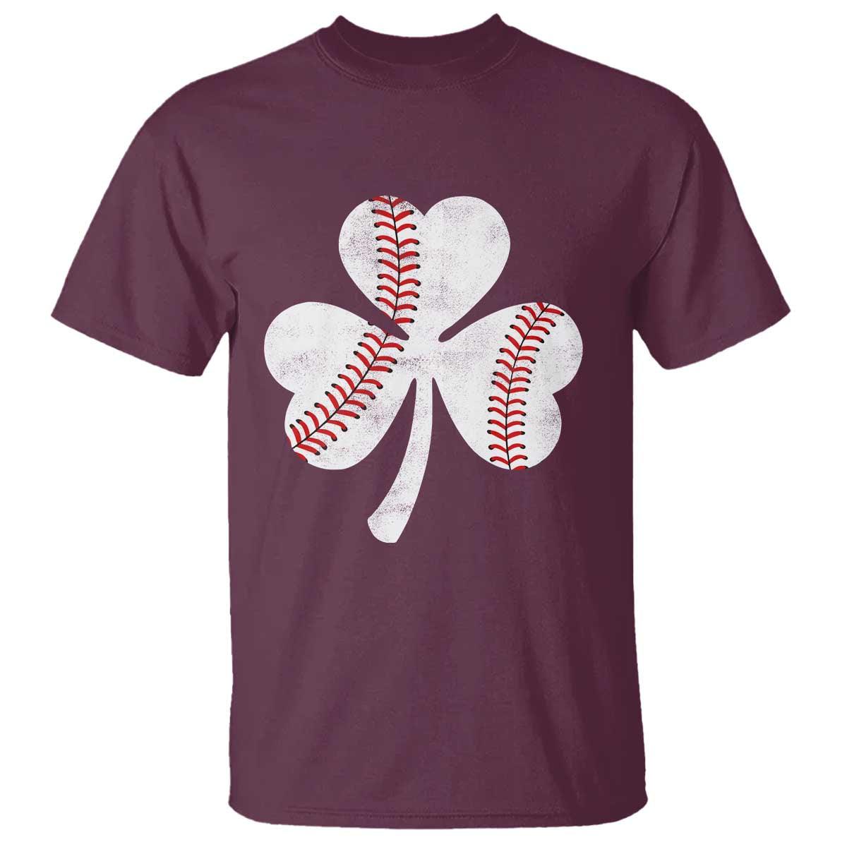 Funny Baseball St Patricks Day Distressed Shamrock T Shirt