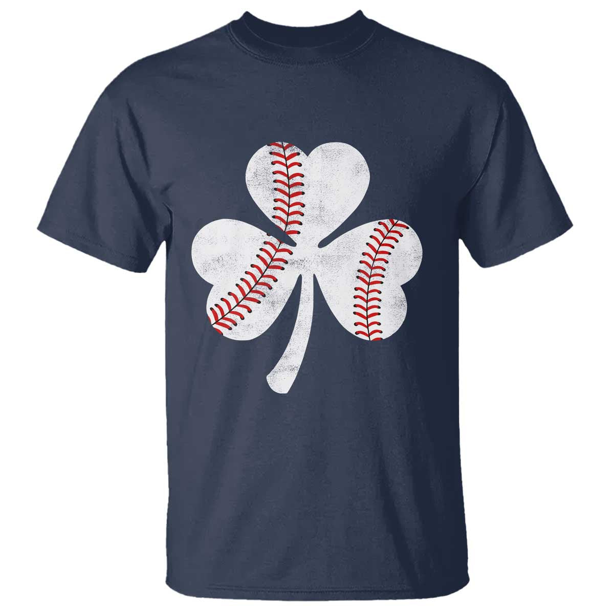 Funny Baseball St Patricks Day Distressed Shamrock T Shirt