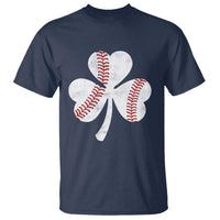 Funny Baseball St Patricks Day Distressed Shamrock T Shirt