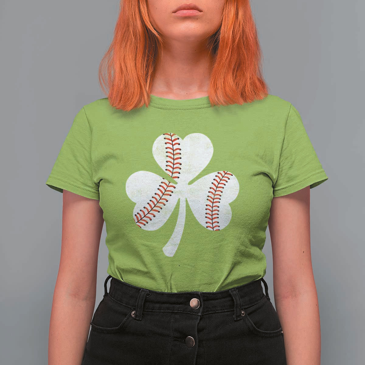 Funny Baseball St Patricks Day Distressed Shamrock T Shirt For Women