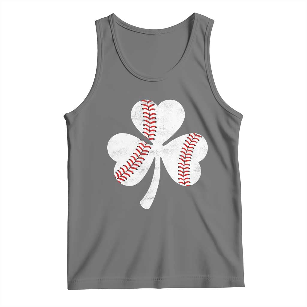 Funny Baseball St Patricks Day Distressed Shamrock Tank Top