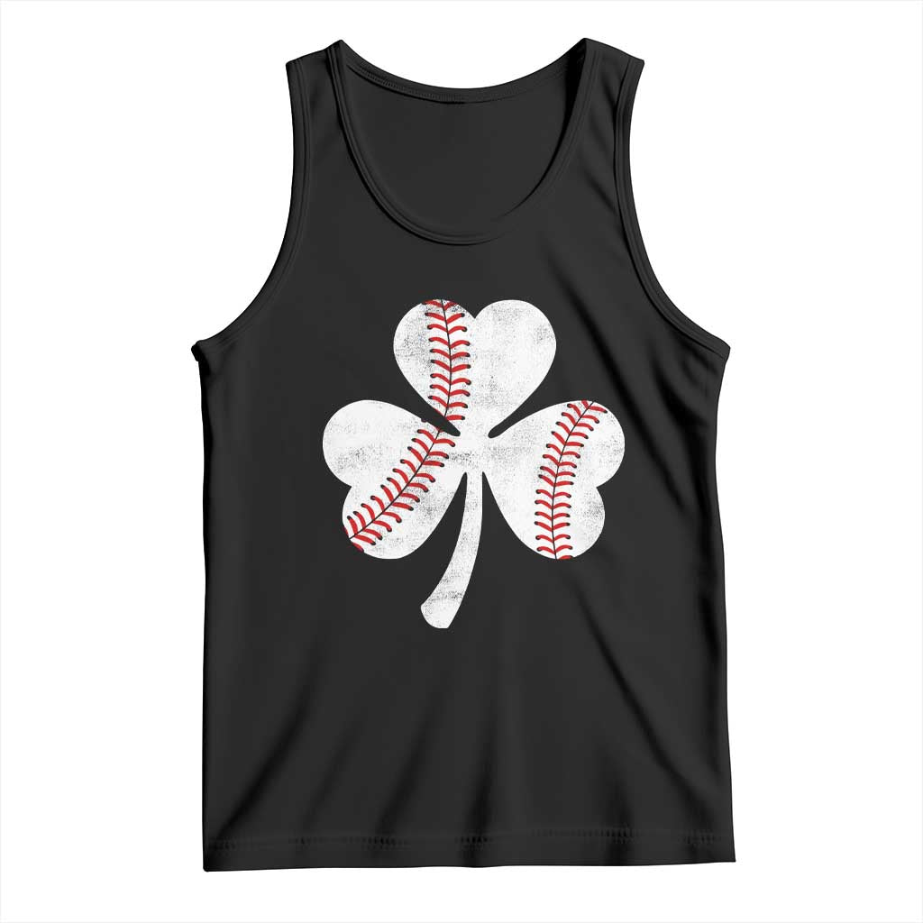 Funny Baseball St Patricks Day Distressed Shamrock Tank Top