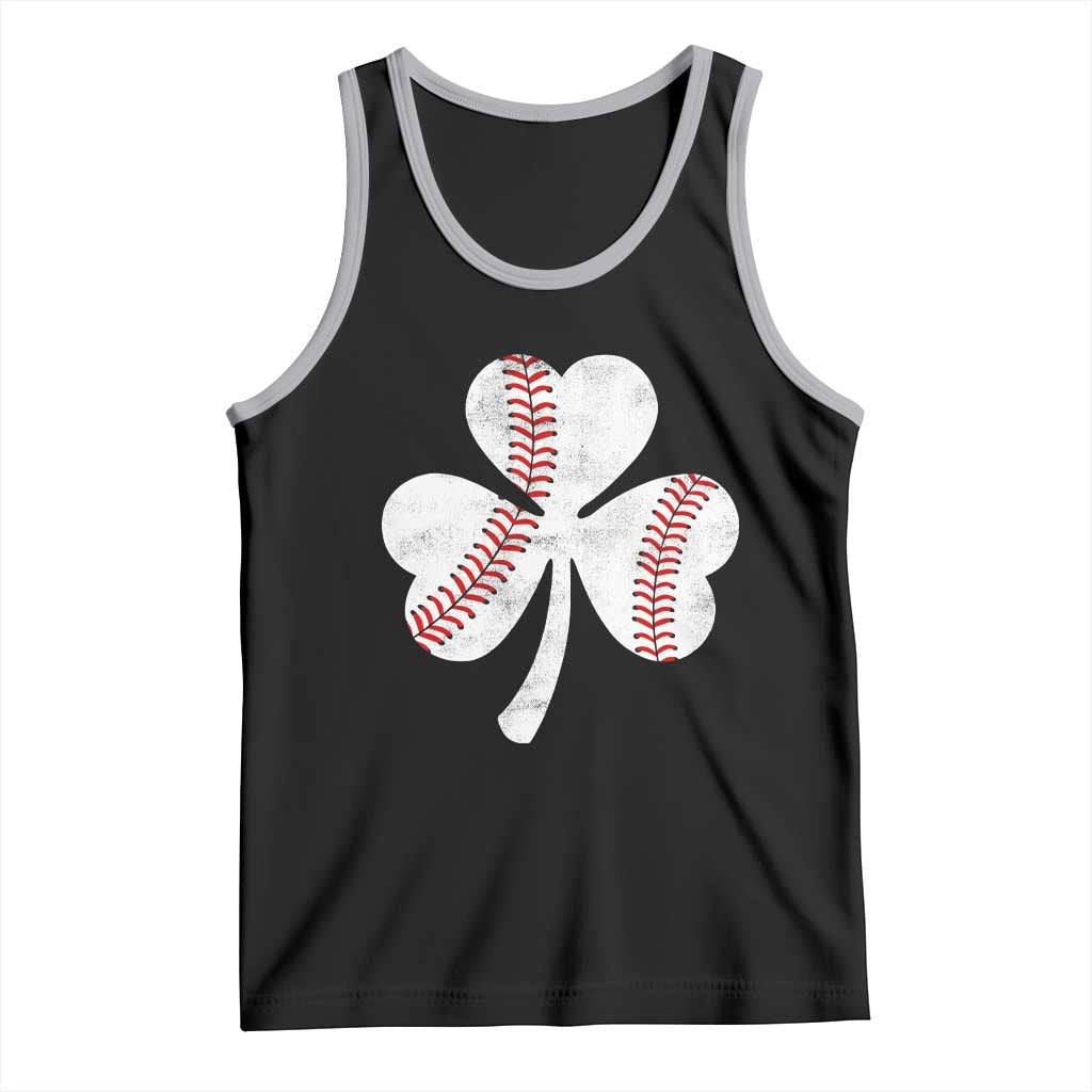Funny Baseball St Patricks Day Distressed Shamrock Tank Top