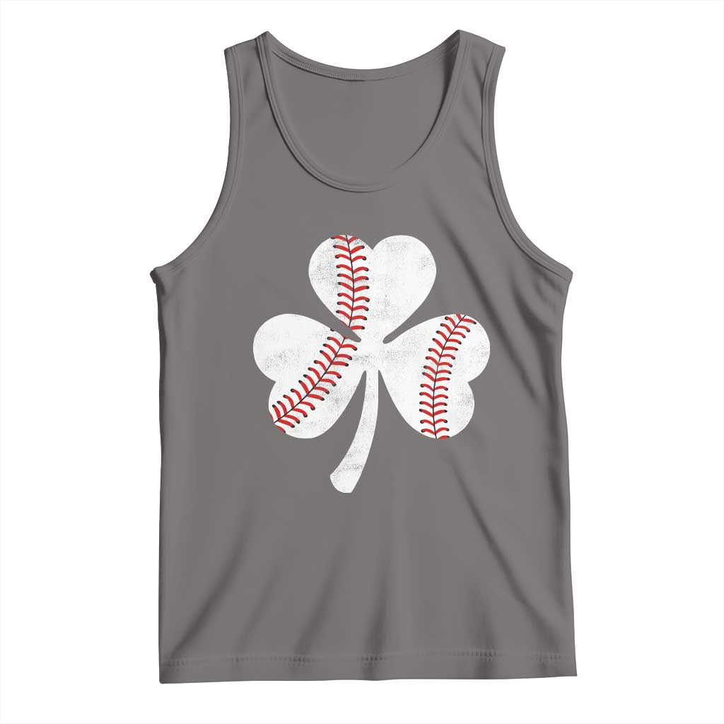 Funny Baseball St Patricks Day Distressed Shamrock Tank Top