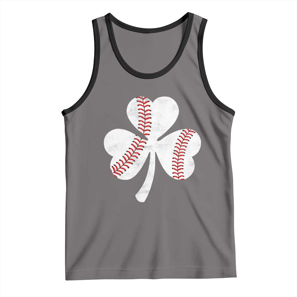 Funny Baseball St Patricks Day Distressed Shamrock Tank Top