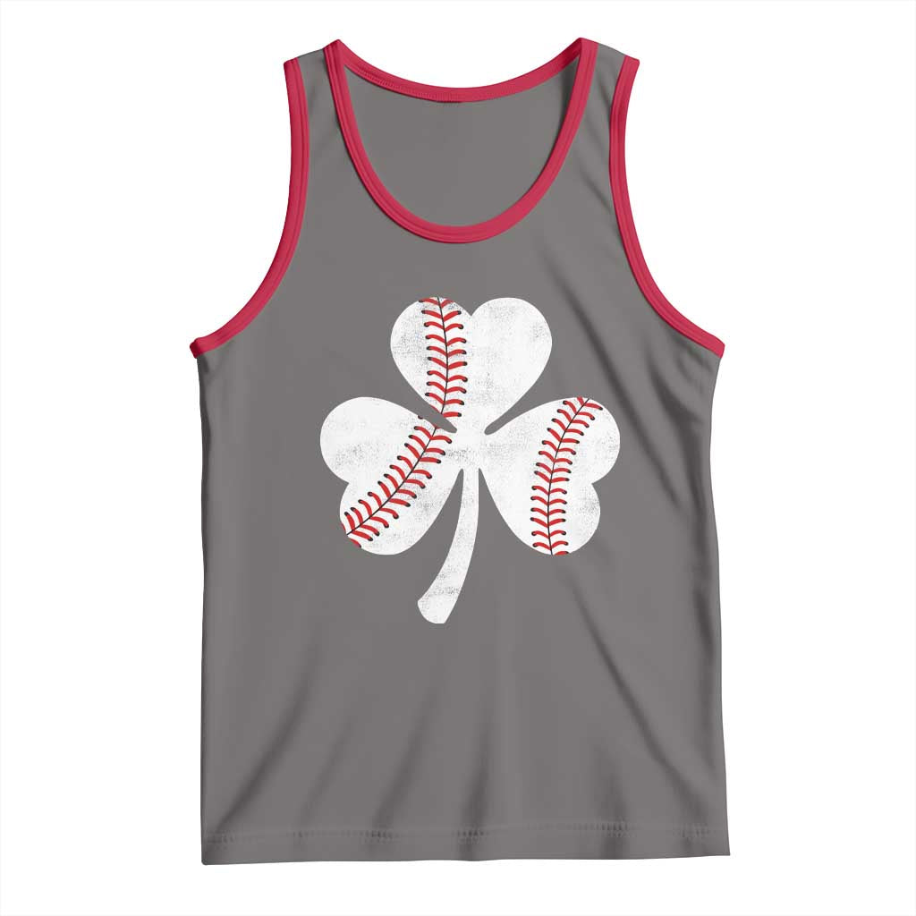Funny Baseball St Patricks Day Distressed Shamrock Tank Top