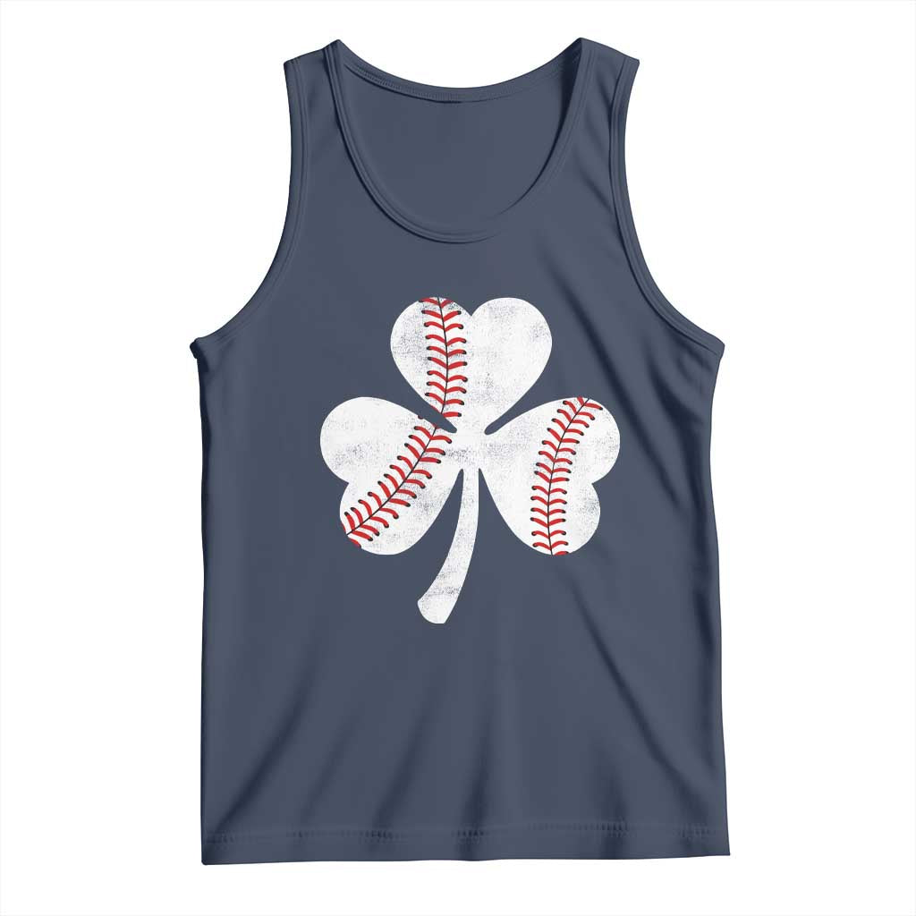 Funny Baseball St Patricks Day Distressed Shamrock Tank Top