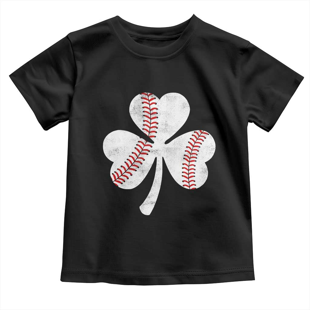 Funny Baseball St Patricks Day Distressed Shamrock Toddler T Shirt