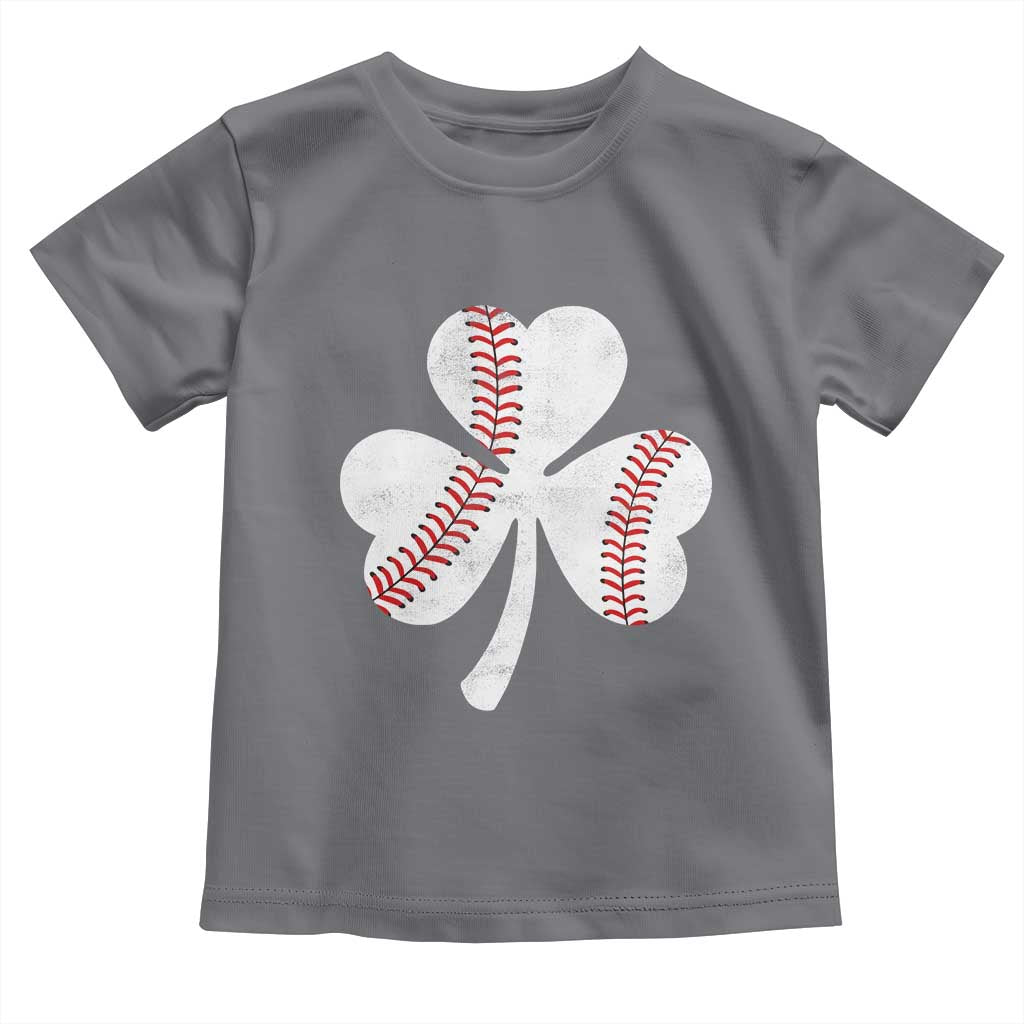 Funny Baseball St Patricks Day Distressed Shamrock Toddler T Shirt