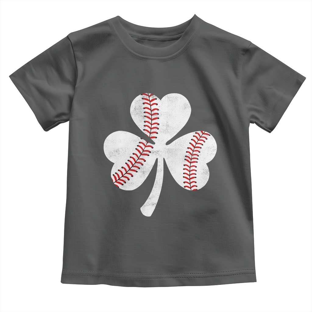 Funny Baseball St Patricks Day Distressed Shamrock Toddler T Shirt
