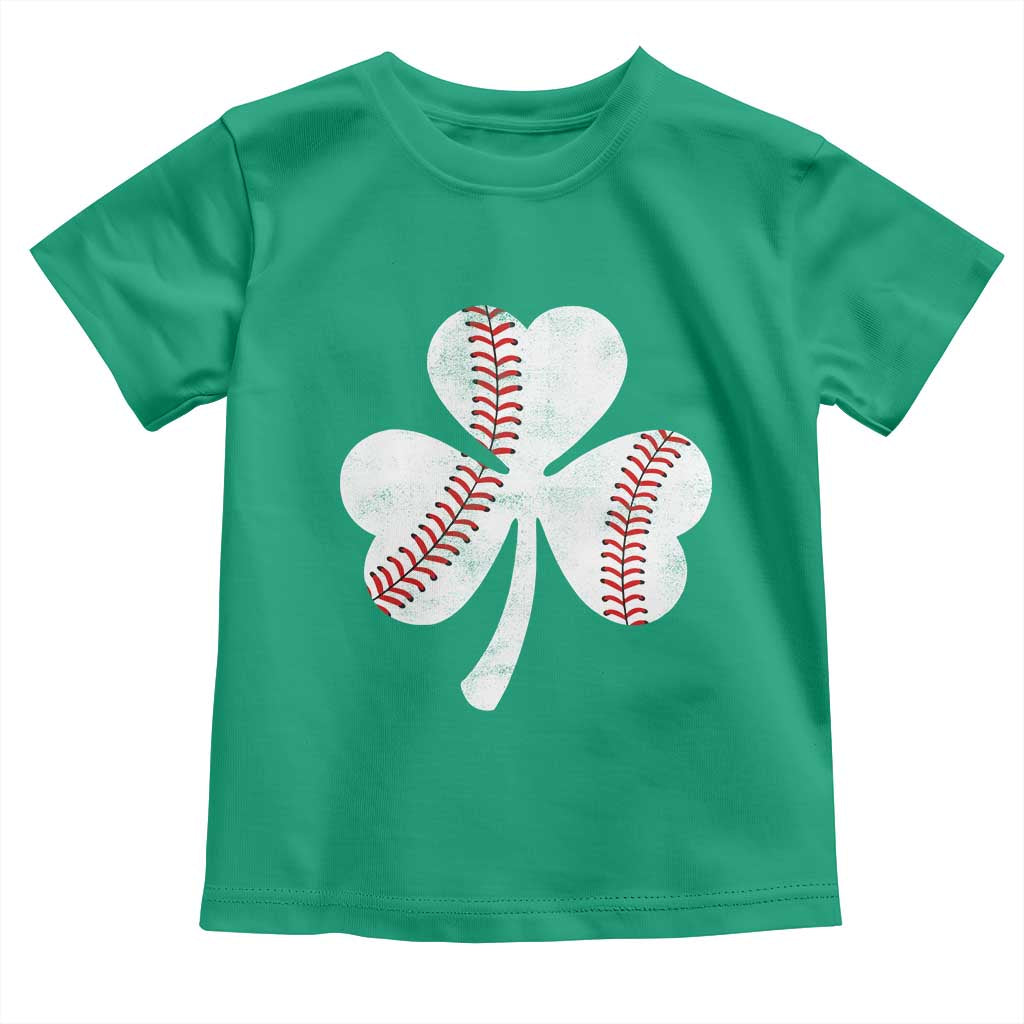 Funny Baseball St Patricks Day Distressed Shamrock Toddler T Shirt