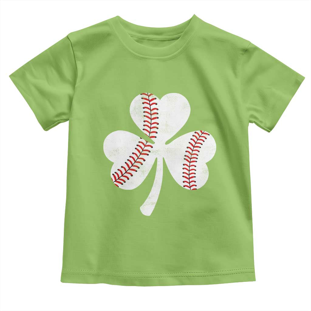 Funny Baseball St Patricks Day Distressed Shamrock Toddler T Shirt