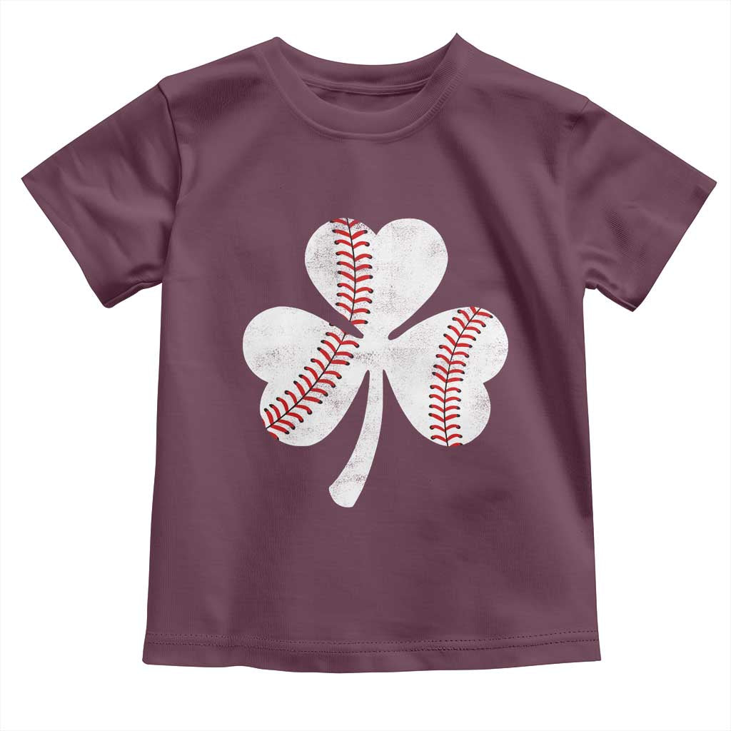 Funny Baseball St Patricks Day Distressed Shamrock Toddler T Shirt