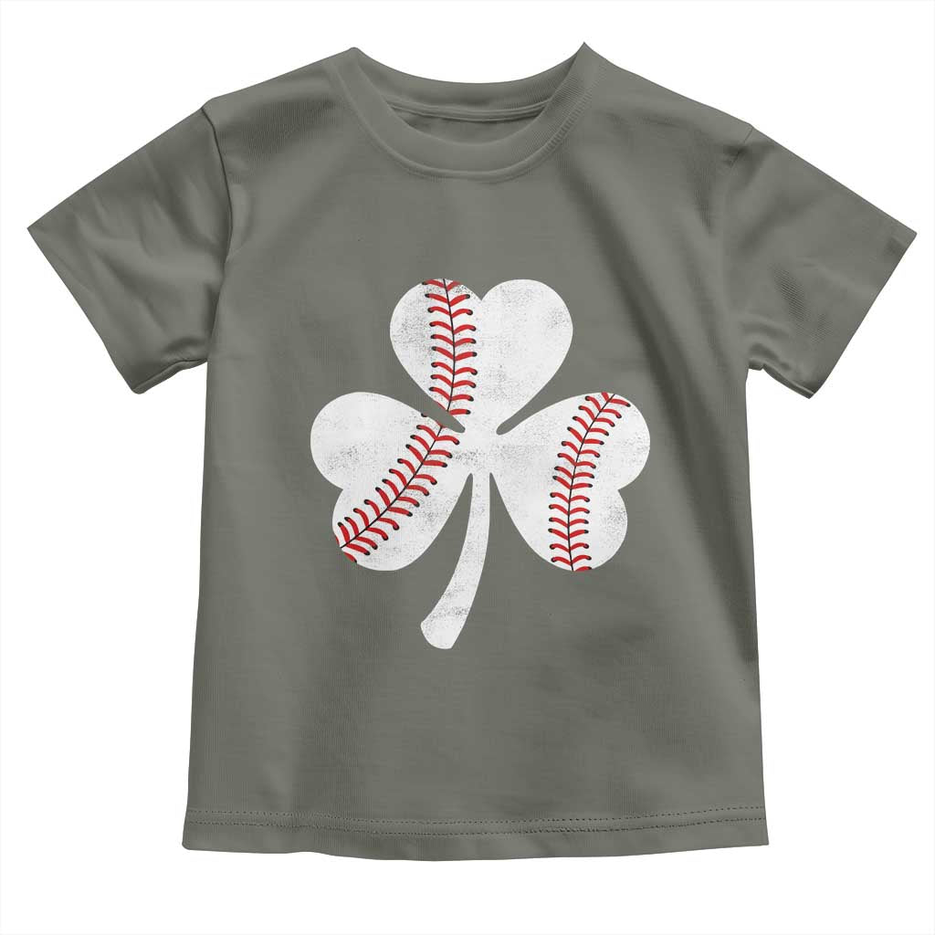 Funny Baseball St Patricks Day Distressed Shamrock Toddler T Shirt