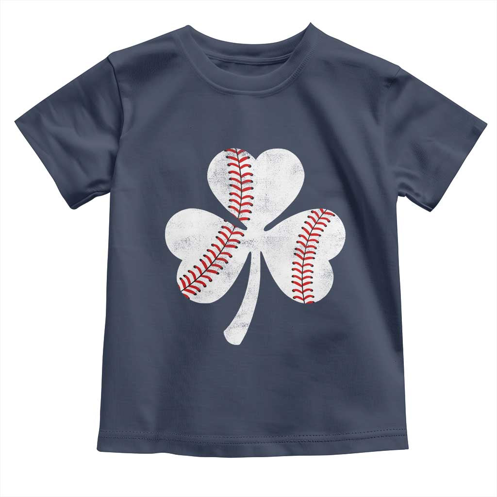 Funny Baseball St Patricks Day Distressed Shamrock Toddler T Shirt