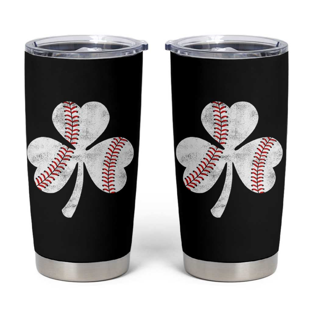 Funny Baseball St Patricks Day Distressed Shamrock Tumbler Cup