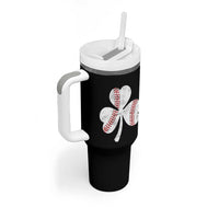 Funny Baseball St Patricks Day Distressed Shamrock Tumbler With Handle