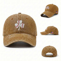 Funny Baseball St Patricks Day Distressed Shamrock Washed Cotton Baseball Cap