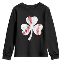 Funny Baseball St Patricks Day Distressed Shamrock Youth Sweatshirt