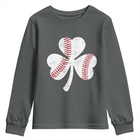 Funny Baseball St Patricks Day Distressed Shamrock Youth Sweatshirt