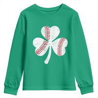 Funny Baseball St Patricks Day Distressed Shamrock Youth Sweatshirt
