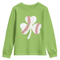 Funny Baseball St Patricks Day Distressed Shamrock Youth Sweatshirt