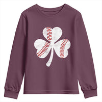 Funny Baseball St Patricks Day Distressed Shamrock Youth Sweatshirt