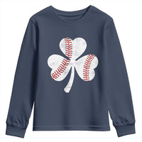 Funny Baseball St Patricks Day Distressed Shamrock Youth Sweatshirt