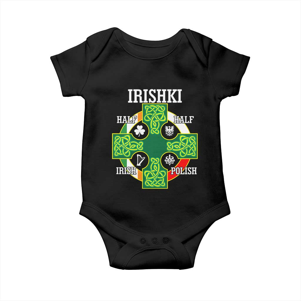 Irishki Half Irish Half Polish Baby Onesie Celtic Cross St Patricks
