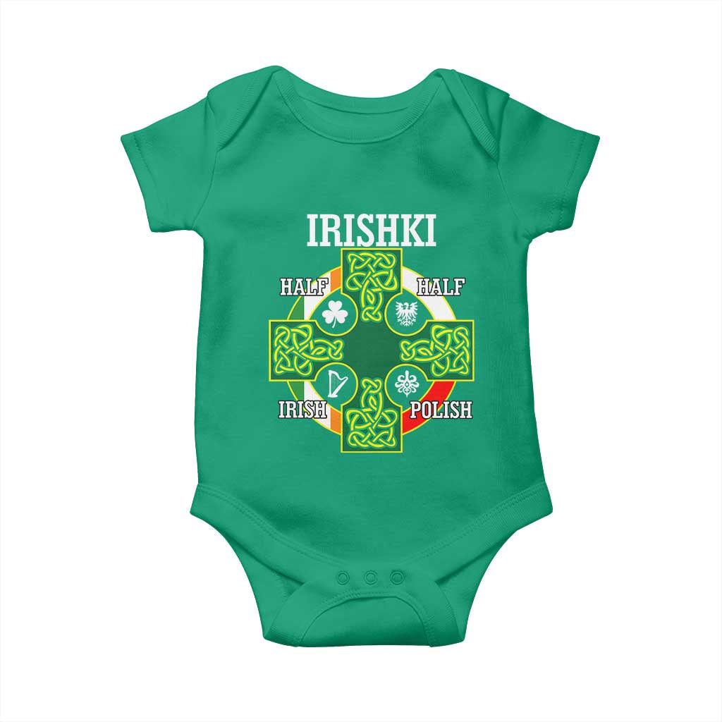 Irishki Half Irish Half Polish Baby Onesie Celtic Cross St Patricks