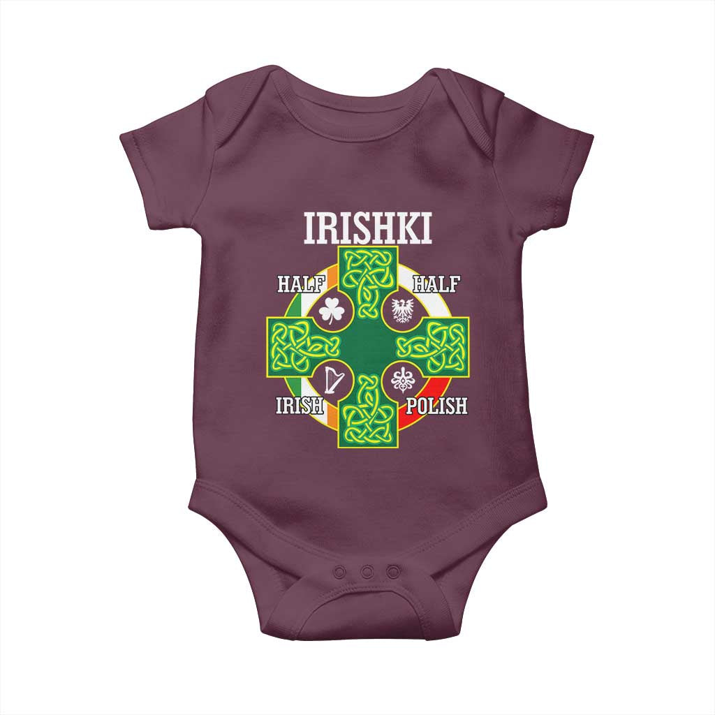 Irishki Half Irish Half Polish Baby Onesie Celtic Cross St Patricks