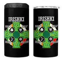 Irishki Half Irish Half Polish 4 in 1 Can Cooler Tumbler Celtic Cross St Patricks