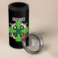 Irishki Half Irish Half Polish 4 in 1 Can Cooler Tumbler Celtic Cross St Patricks