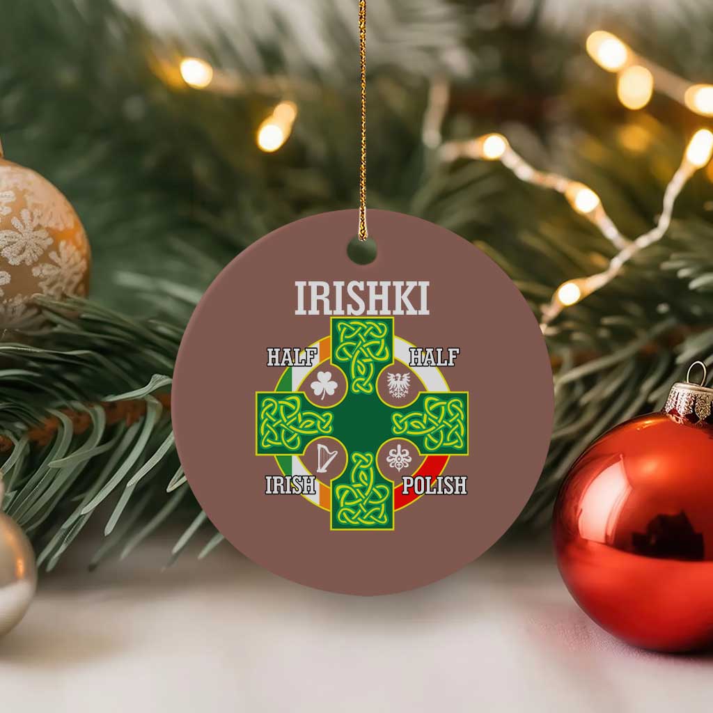 Irishki Half Irish Half Polish Ceramic Ornament Celtic Cross St Patricks - Wonder Print Shop