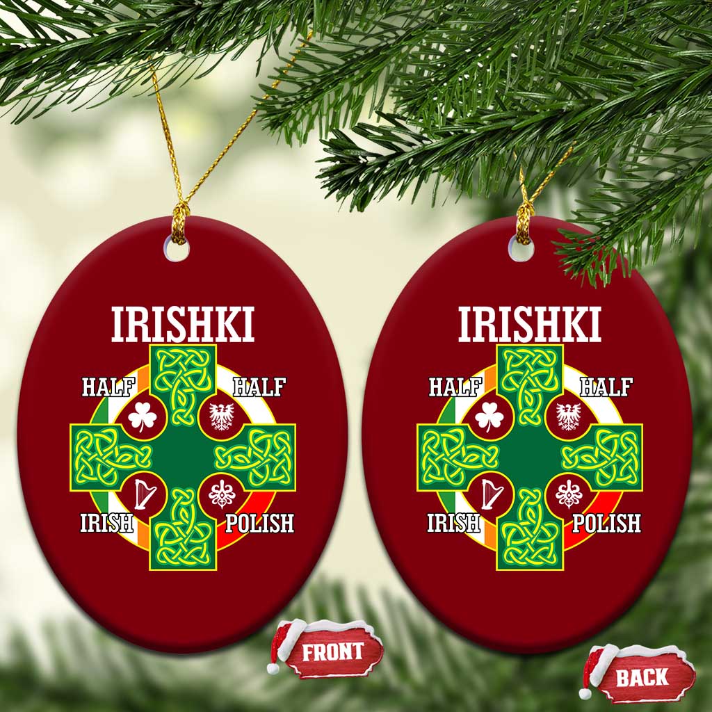 Irishki Half Irish Half Polish Ceramic Ornament Celtic Cross St Patricks - Wonder Print Shop