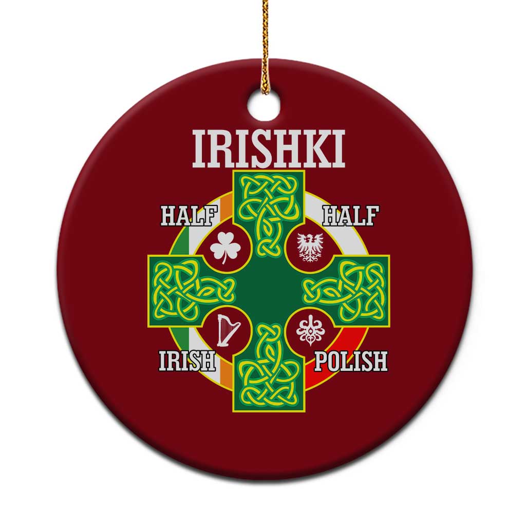 Irishki Half Irish Half Polish Ceramic Ornament Celtic Cross St Patricks - Wonder Print Shop