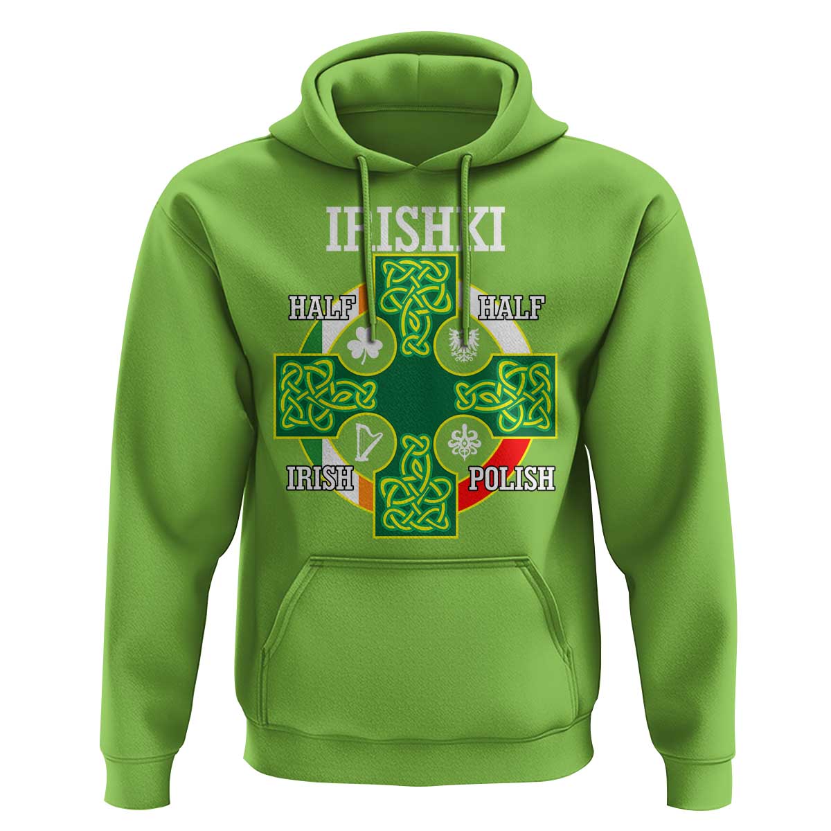 Irishki Half Irish Half Polish Hoodie Celtic Cross St Patricks