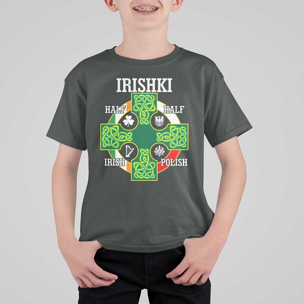Irishki Half Irish Half Polish T Shirt For Kid Celtic Cross St Patricks